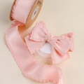 Rouleau de ruban plissé rose clair avec nœud assorti pour décoration de vêtement - 2,5 CM (10 Yards/Rouleau) / Rose Bégonia