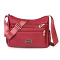 Borsa a tracolla in tessuto Oxford rosso scuro con tasche multistrato e zip - Rosso