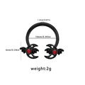 Detail showing 1.2mm black horseshoe nose ring with red gem bats and size measurements - Bat Style With Red Gems(240403-18)