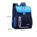 Lake blue primary school backpack with large capacity and multi-layer zippers - Large (42x32x20cm) / Lake Blue