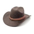 Chapeau de cowboy marron foncé vieilli avec bande en cuir cloutée et large bord - M(56-58cm) / café