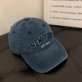 Vintage washed denim blue baseball cap with New York Est. 1625 embroidery - One Size / Navy Blue