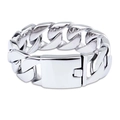 Pulsera de cadena cubana para hombre en acero inoxidable plateado con cierre seguro - Color Acero 20cm (KB13699-D)