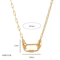 Gold plated stainless steel paperclip necklace with hand-clasp pendant and 45+5cm chain - Gold Hand Clasp Necklace