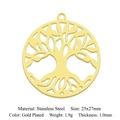 Gold plated stainless steel Tree of Life pendant with 25x27mm size specifications - Gold Tree of Life (5 Pack)