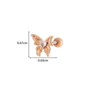 Rose gold butterfly stud earring with heart zircon and star pendant, 0.69cm width - 6# Rose Gold (Butterfly Shape)