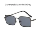 Chic gunmetal square frame sunglasses with dark grey lenses on a white background - Gunmetal Frame Gray Lenses