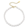 Bracelet élégant en perles d'eau douce baroques avec fermoir en argent S925 doré - Bracelet en Perles d'Eau Douce Blanc Crème Or 14K (GPB15-14k)