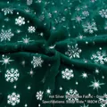 Dark green plush Christmas fabric with silver snowflake patterns, size 50x180cm - 50cm*180cm / Dark Green