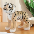 Realistic tiger plush toy standing on wooden surface with soft natural background - 38cm / White Tiger