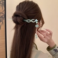 Épingle à cheveux fleur en verre vert clair avec pompons métalliques élégants - 6# Épingle à cheveux-Vert (Gland de fleur creux)