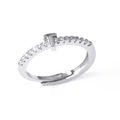 18k gold plated open ring with T-letter element and sparkling crystals in silver finish - Letter T