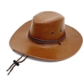 Sombrero vaquero marrón de cuero PU con ala ancha y detalle de banda trenzada - M(56-58cm) / Marrón Amarillento