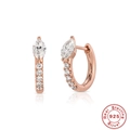S925 sterling silver marquise cut zircon hoop earrings with small round diamonds and reflection - 925 Silver / Rose Gold