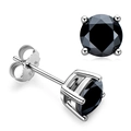 Eleganti orecchini a lobo in argento sterling S925 con moissanite nera e quattro griffe - Argento 925 / Zircone Rotondo