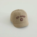 Beige Cord-Baseballkappe für Kleinkinder mit 'HI!-BABY' Stickerei, kurzer Schirm - babyC Buchstabe / Khaki