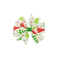 Pince à cheveux de Noël avec motifs sapins sur ruban gros-grain blanc pour fille - Style Sapin de Noël Blanc Rouge Vert (3)