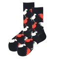 Klassische schwarze Baumwollsocken mit weißem und rotem Hahn-Jacquard-Muster - 38-46 / Schwarz Hahn Muster