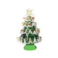 Green glass Christmas tree with colorful dots and a yellow star topper for holiday decor - Style A 36*62mm / Ceramic White
