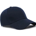 Detail view of the navy blue baseball cap showing cotton twill texture and six-panel crown - Navy Blue