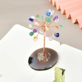 Albero di cristallo fatto a mano con gemme multicolore e base in agata su taccuino - Multicolore