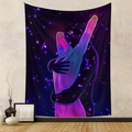 Close-up of abstract neon couple tapestry on beige wall for modern room decor - Abstract Embrace Illustration (GT230138)
