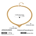 18K gold plated stainless steel heart pendant necklace with Cuban chain for women - Heart Pendant (JDN2410005) / 45+5cm