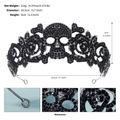 Detalle de corona gótica con calavera de pedrería y rosas con medidas del producto - Estilo Calavera Rosa (TS-J3377GMBLK) / Color gunmetal