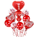 Detailset van I Love You hartfolieballonnen en rode latex ballonnen voor feestdecor - Rood Hart