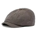 Classic corduroy newsboy cap in coffee grey with premium textured finish and button top - Gray