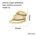 Pendentif multicouche en cuivre plaqué or avec zircons verts et clairs étincelants - Zircon Vert