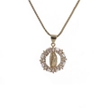 Golden box chain necklace featuring a circular Virgin Mary pendant with micro-set zircon - Virgin Mary Round Micro Inlaid-C0260CX