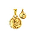 18K gold plated stainless steel Leo zodiac pendant featuring lion relief and star map - Leo (SP343G-5)