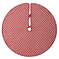 Jupe de sapin de Noël ronde en peluche à carreaux rouges et blancs avec rubans - 90cm / Rouge