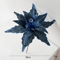 Navy blue 28cm artificial velvet Christmas flower with sparkling sequins and glitters - 28cm / Dark Blue