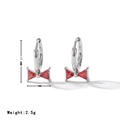Silver bow knot earrings with red cubic zirconia stones and product size measurements - Silver-Red Zircon
