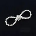 Large size elegant bow knot brooch in silver finish with sparkly white rhinestones - Bow (Large)