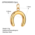 Polished golden stainless steel horseshoe pendant charm for DIY necklaces - Stainless Steel Horseshoe Pendant 3pcs (JDPW2406003-3pcs)