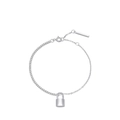 S925 sterling zilveren asymmetrische armband met zirkonia en een slotje hanger - 925 zilver / Zilver