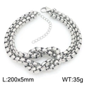 Silver chunky double-row box chain bracelet with industrial knot design in stainless steel - 5mm Steel Color Bracelet (KB206182-Z)