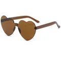 Translucent dark brown heart-shaped rimless sunglasses with lightweight resin lenses - Brown