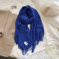 Soft faux cashmere winter scarf in vibrant cobalt blue with decorative tassels and label - 200*65cm / Klein Blue