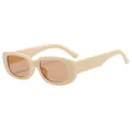 Retro small square sunglasses in cream beige frame with tea tinted lenses and Y2K style - Beige Frame Tea Lens