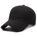 Classic black unisex cotton baseball cap with structured hard top and curved visor brim - Adjustable / Black
