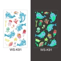 Luminous narwhal cartoon temporary tattoo stickers for kids glowing in the dark - Cartoon Mix Style (WS-K91)