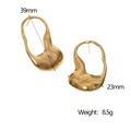 Pendientes minimalistas de acero de titanio dorado irregular talla 39mm x 23mm - Dorado