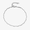 Pulsera de cadena de clip minimalista en plata de ley 925 con extensión y cierre de langosta - Plata 925 / Plateado