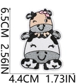 Detailed size view of cartoon cow embroidery patch showing 6.5cm height dimensions - Parent-Child Cow Style (19号)