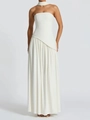 White strapless maxi dress with matching neck scarf and high-waisted asymmetrical hem - S / White