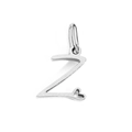 Polished silver stainless steel letter Z pendant with small heart detail and jump ring - Letter Z / Steel